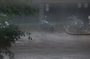 Heavy rains make for sodden cycling