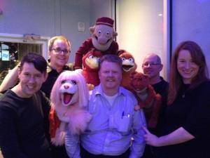 Finale photo with (L to R) Brian D Clark, Michael Oosterom, Ted Michaels, Colleen Smith. Buried is Peggy Etra, and Grant Baciocco is on camera duty.
