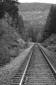 A railway track is perspective trying to make a point